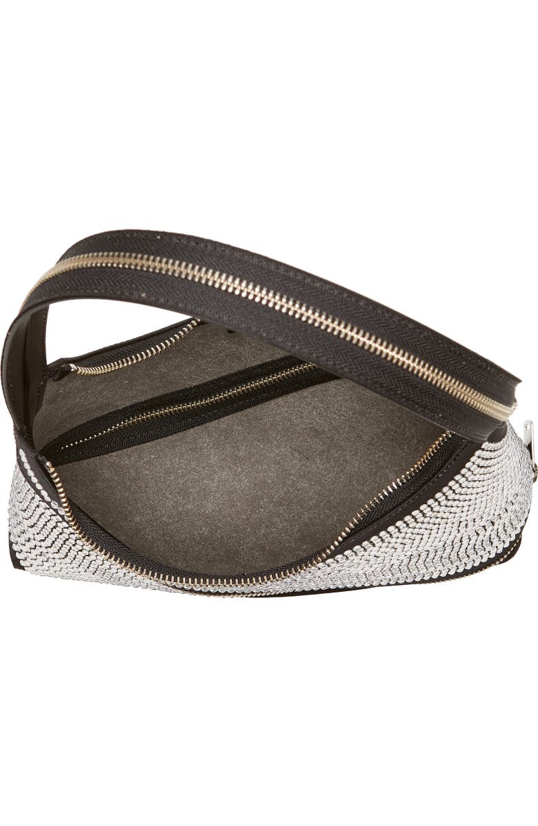 Coperni Swipe Crystal Zip Baguette Handbag, Alternate, color,