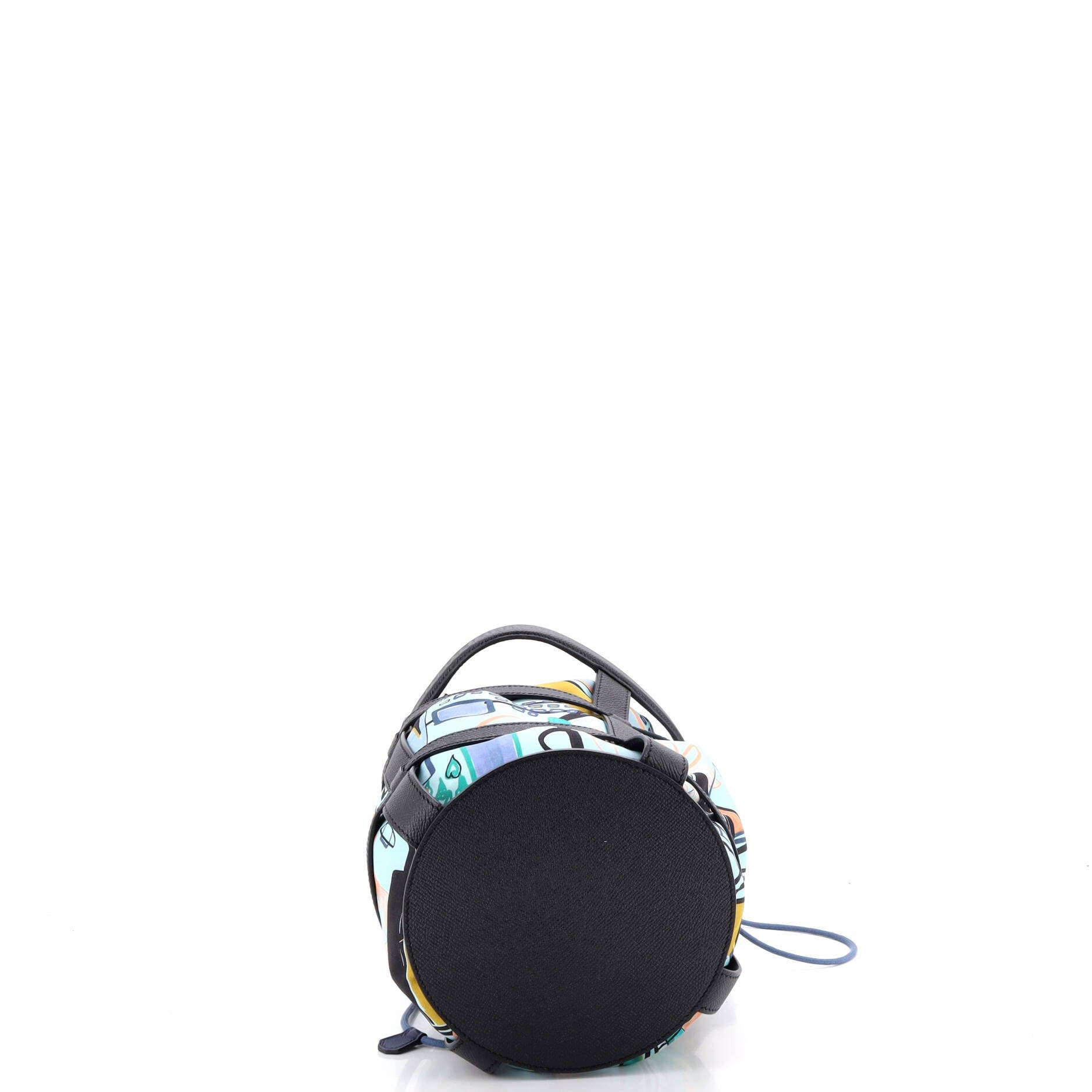 Musardine Bucket Bag Printed Silk with Leather, Alternate, color, Blue
