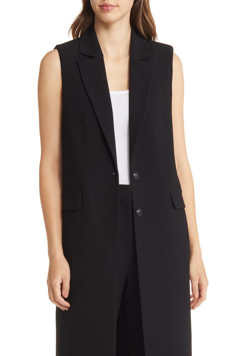 Two-Button Longline Vest, Main, color, BLACK