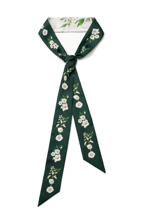 Silk Skinny Scarf Lily Garden