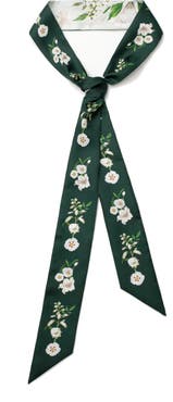Jessie Zhao New York Silk Skinny Scarf Lily Garden