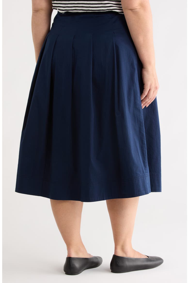 Stretch Cotton Poplin Midi Skirt, Alternate, color, NAVY STILL