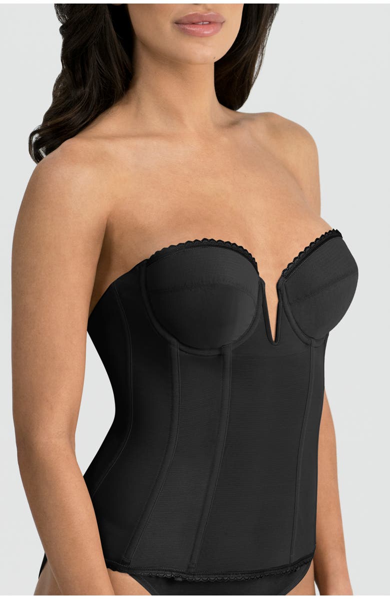 Dominique Intimates Vivienne Convertible Strapless V Wire Longline Corset Bra, Alternate, color, Black