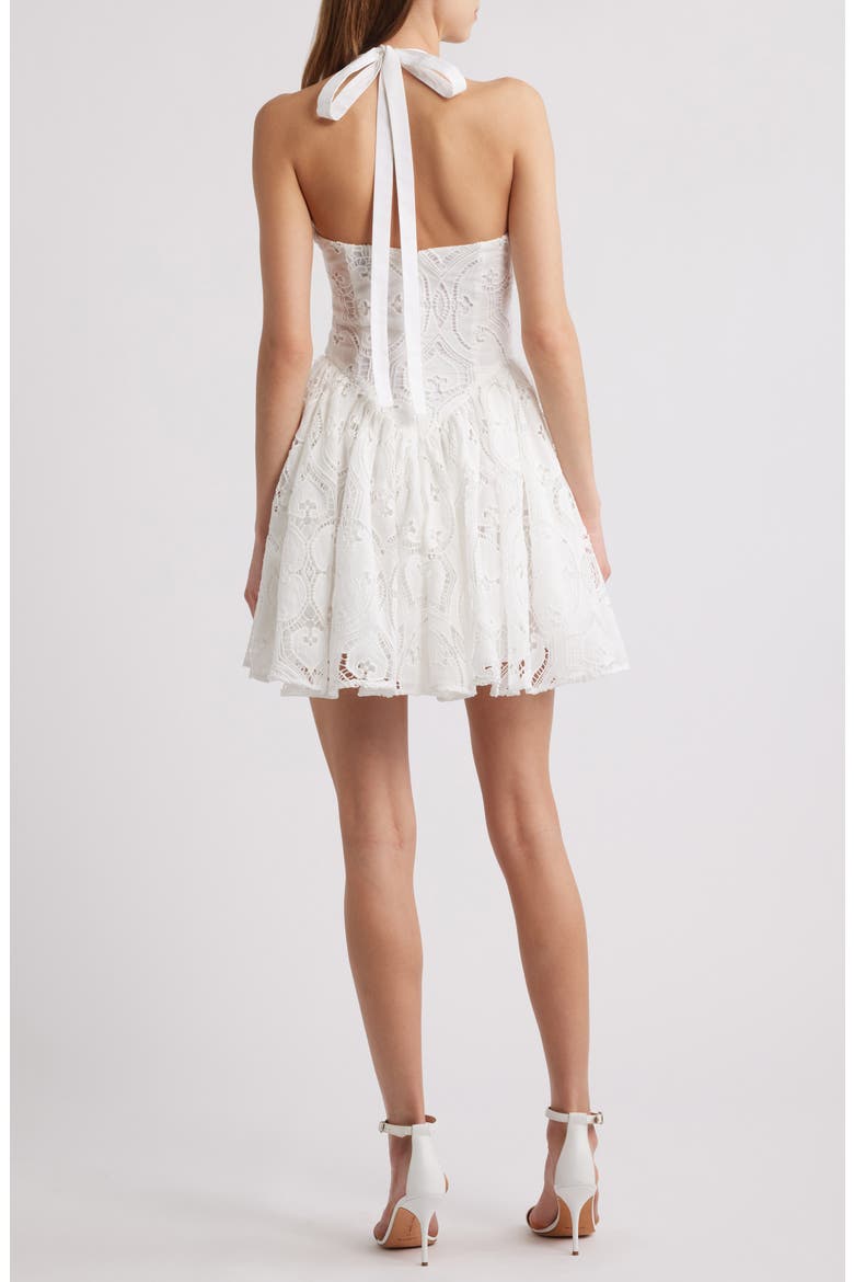 Hera Eyelet Halter Minidress, Alternate, color, WHITE