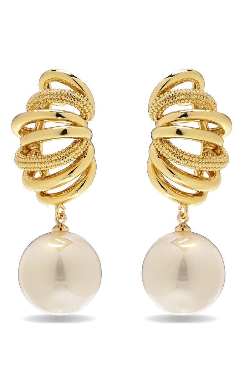 EYE CANDY LOS ANGELES Calista Faux Pearl Drop Earrings, Alternate, color, Gold