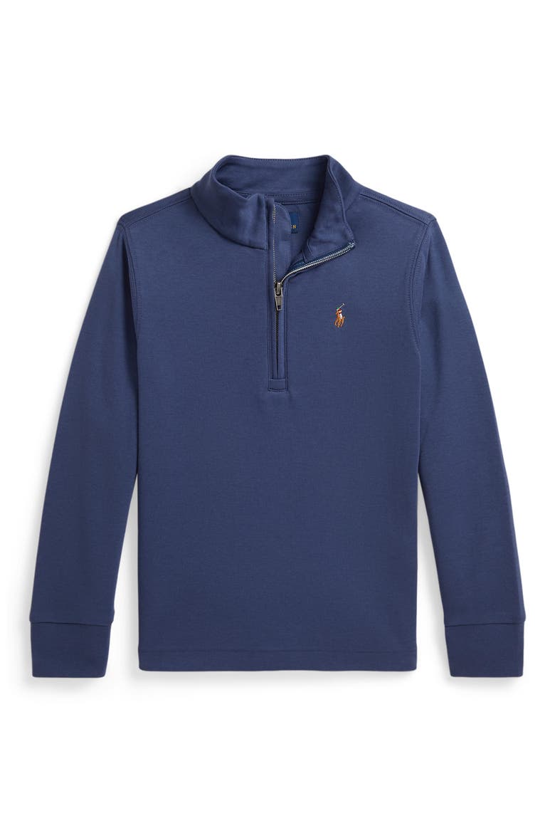Kids' Cotton Quarter Zip Pullover, Main, color, LIGHT NAVY