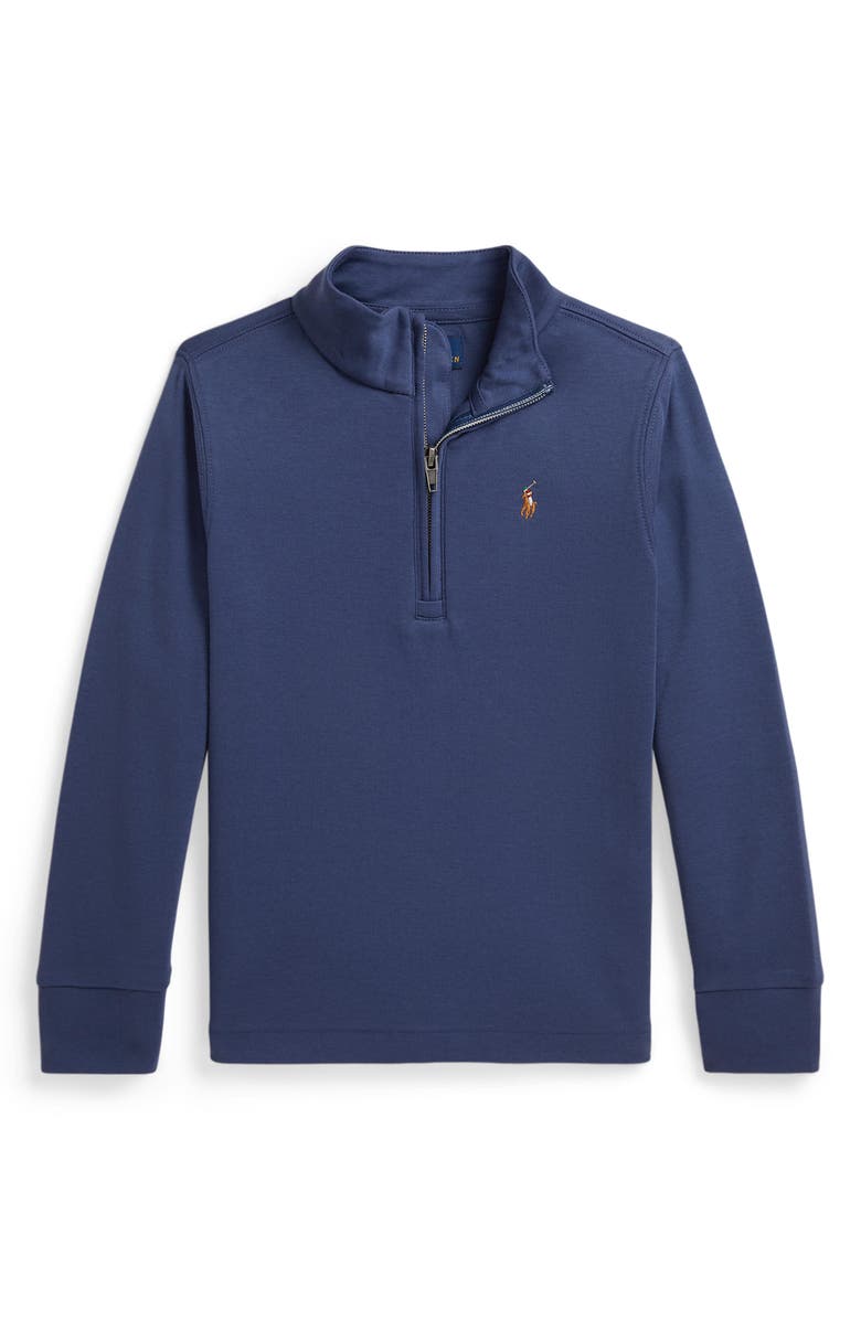 Polo Ralph Lauren Kids' Cotton Quarter Zip Pullover, Main, color, Light Navy