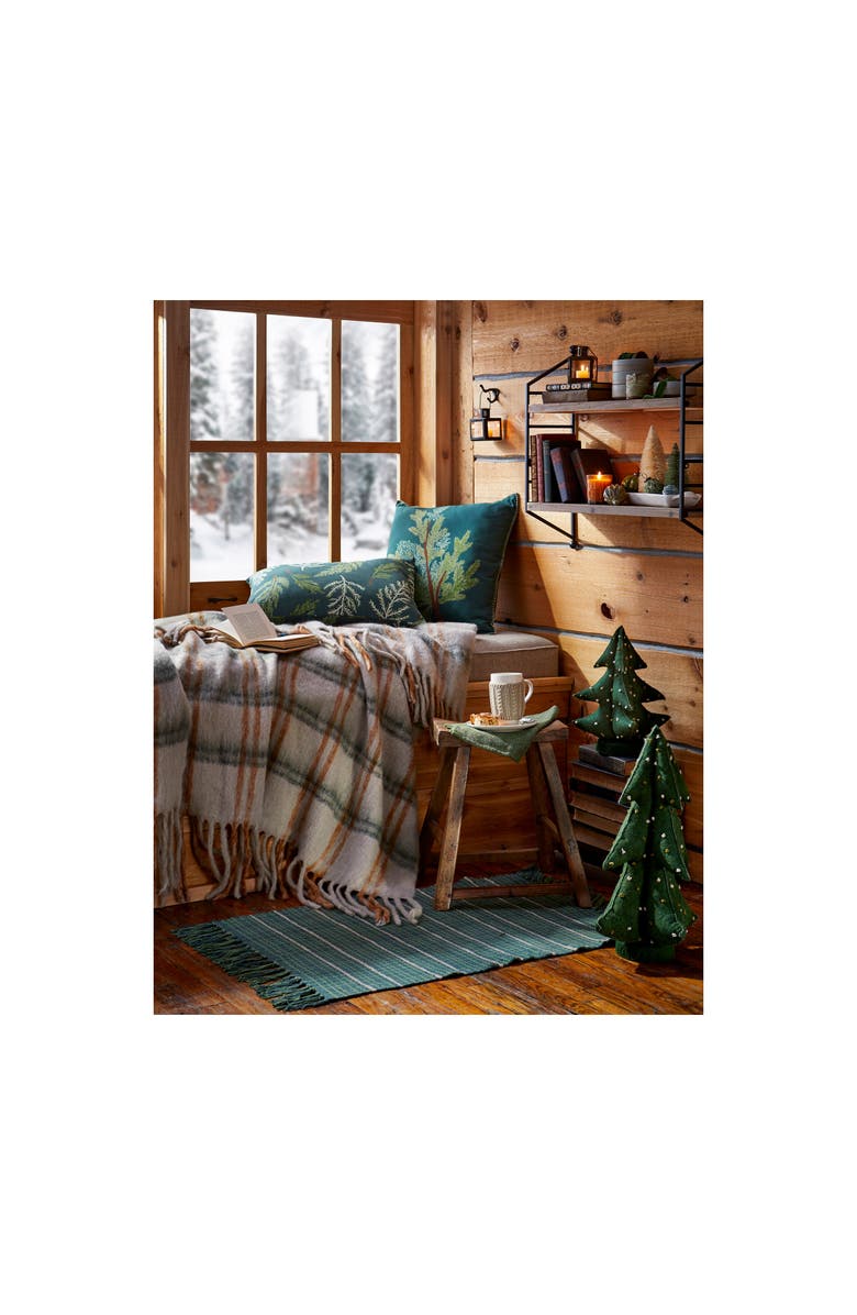 tag Juniper Branch Dark Green Decorative Throw Pillow for Winter, Alternate, color, Green