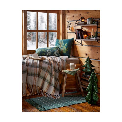 Tag Juniper Branch Dark Green Decorative Throw Pillow For Winter In Green