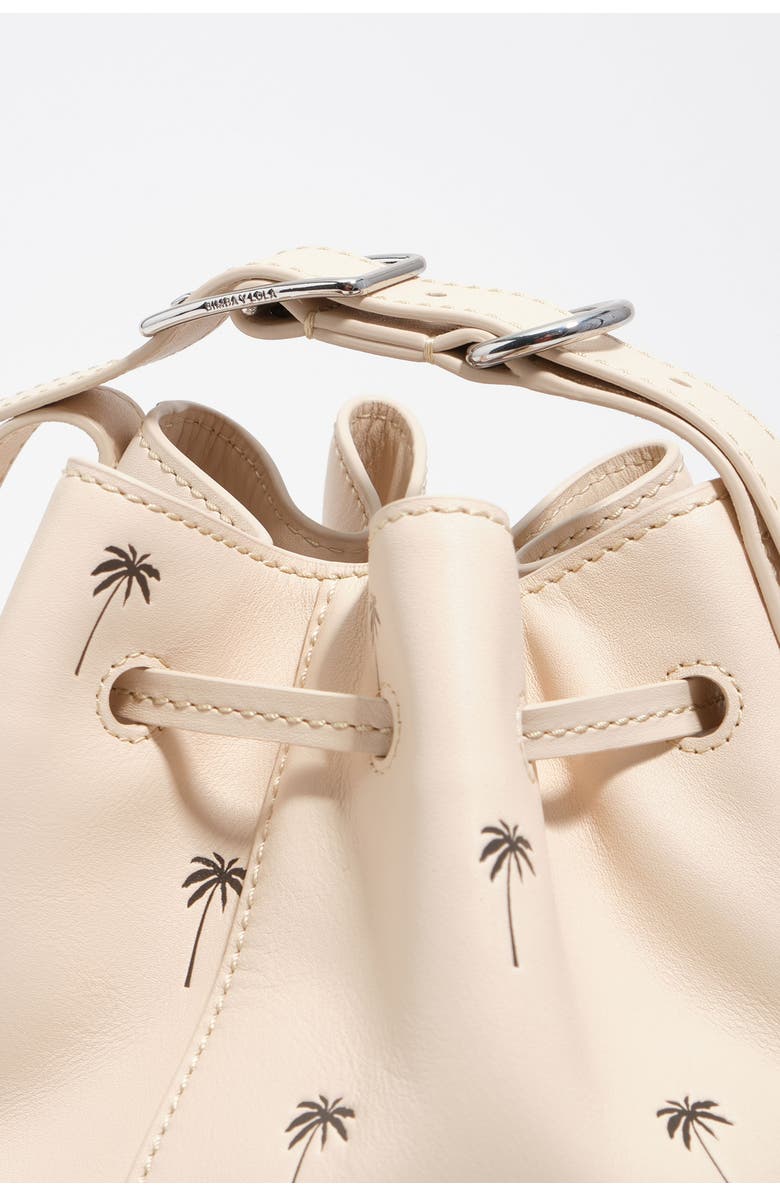 Bimba y Lola Large Palms Print Leather Carlino Bucket bag, Alternate, color, Sand
