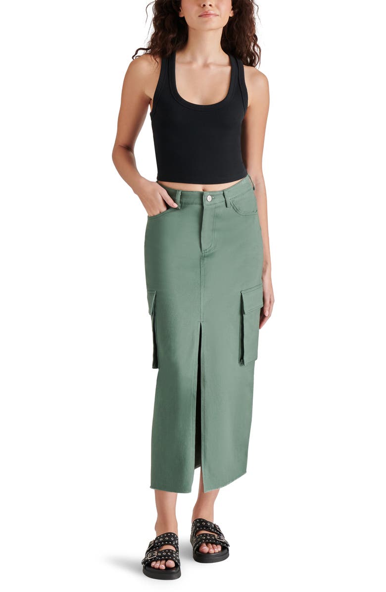 Steve Madden Benson Stretch Twill Cargo Skirt, Alternate, color, Deep Forest