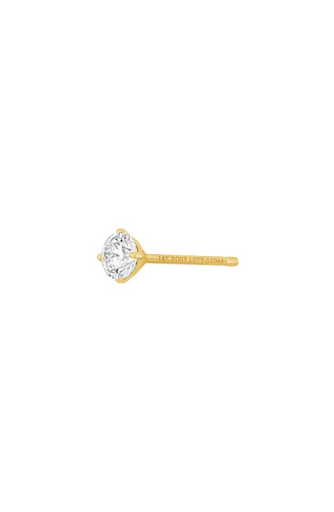 14K Gold Single Diamond Stud Earring
