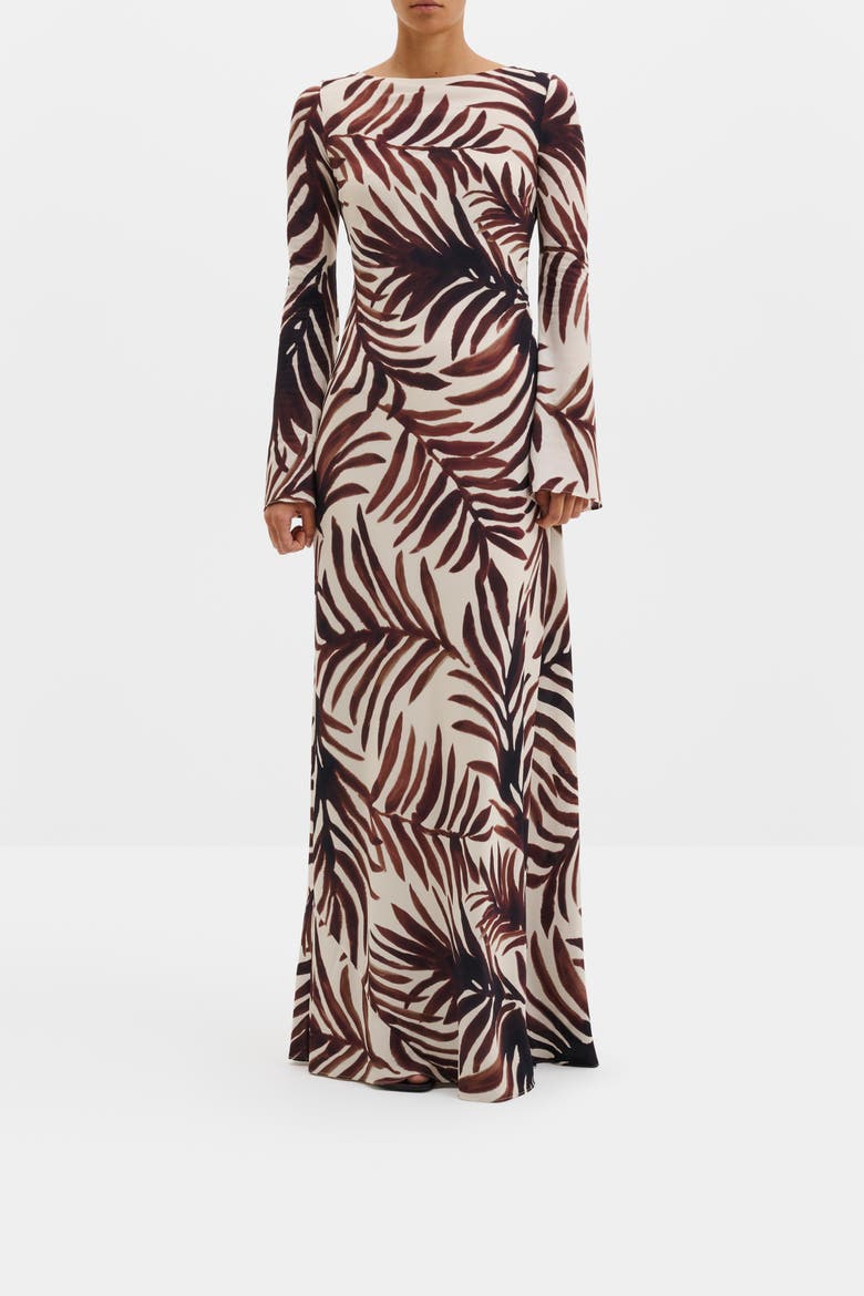 Jennelie Open Back Chiffon Maxi Dress, Alternate, color, Burnt Leaf