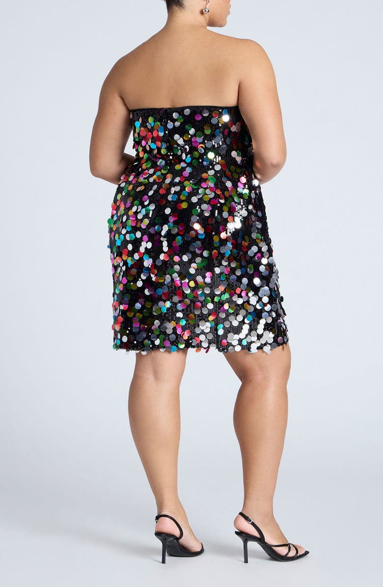 ELOQUII Sequin Strapless Minidress, Alternate, color,