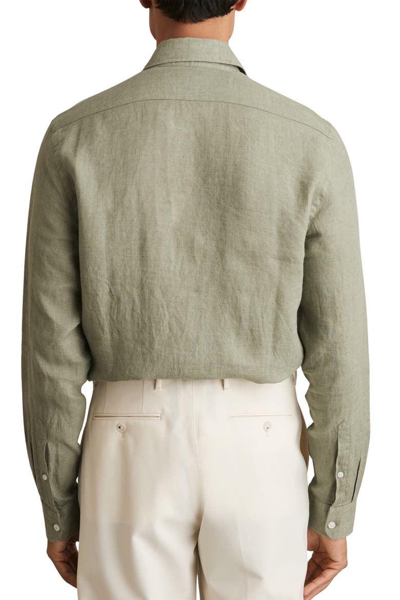 Ruban Linen Button-Up Shirt, Alternate, color, THYME GREEN