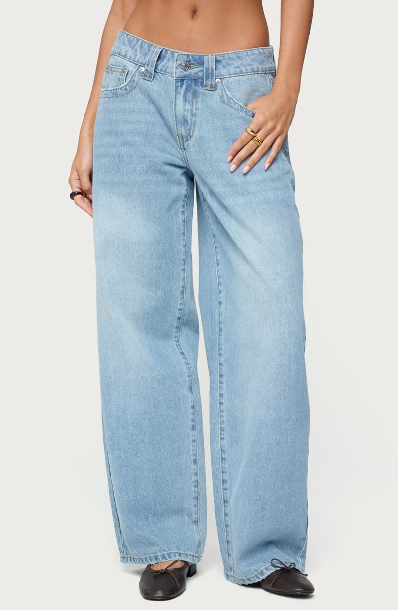 EDIKTED Rivka Straight Leg Jeans, Main, color, Light-Blue