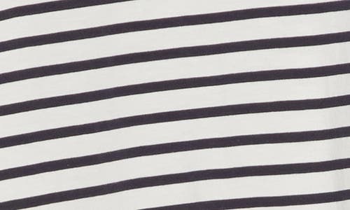 Nordstrom V-neck Pima Cotton T-shirt In Ivory- Navy Joan Stripe