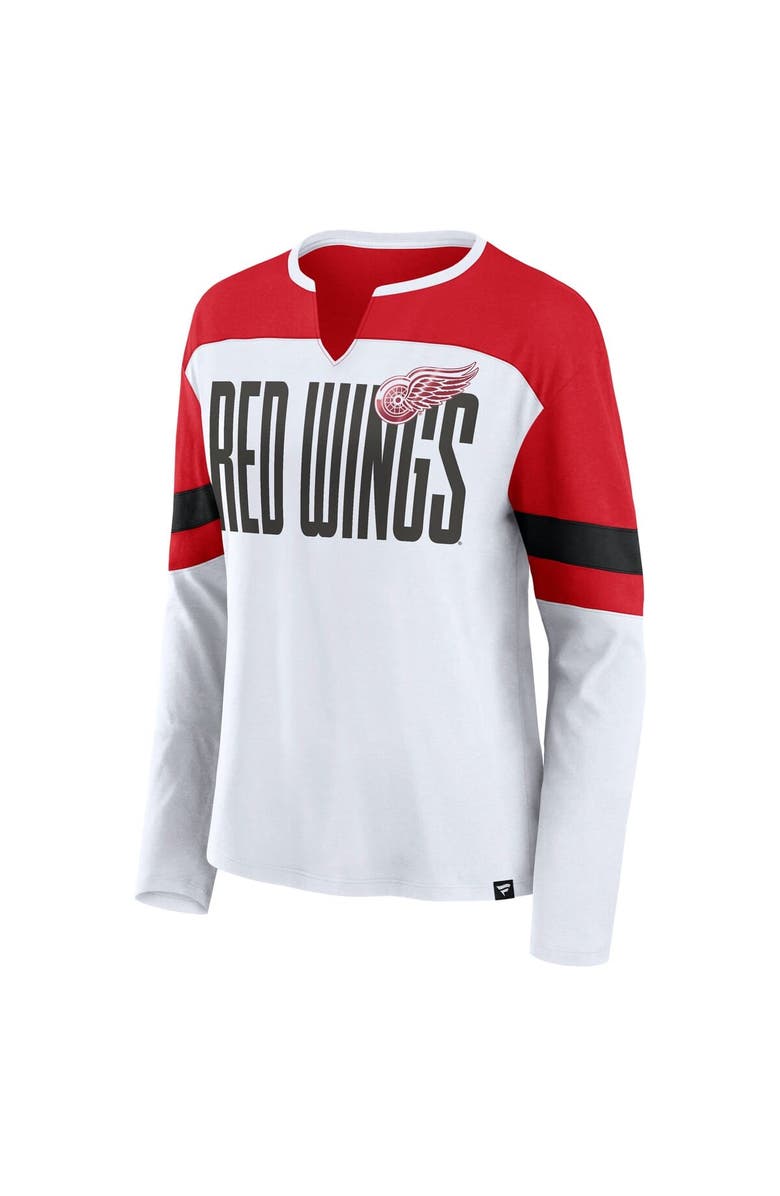 FANATICS Women's Fanatics White/Red Detroit Red Wings Frozen Long Sleeve Notch Neck T-Shirt, Alternate, color, White