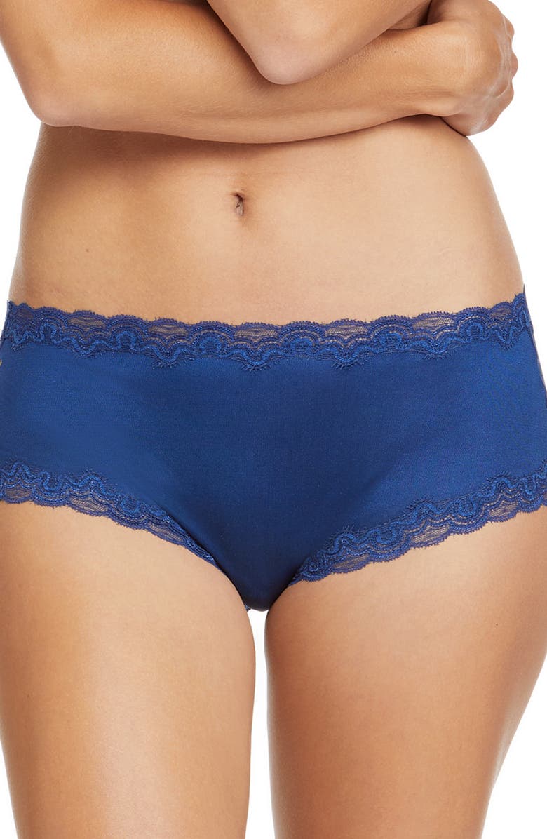 Uwila Warrior Soft Silk Lace Trim Silk Briefs, Main, color, Estate Blue