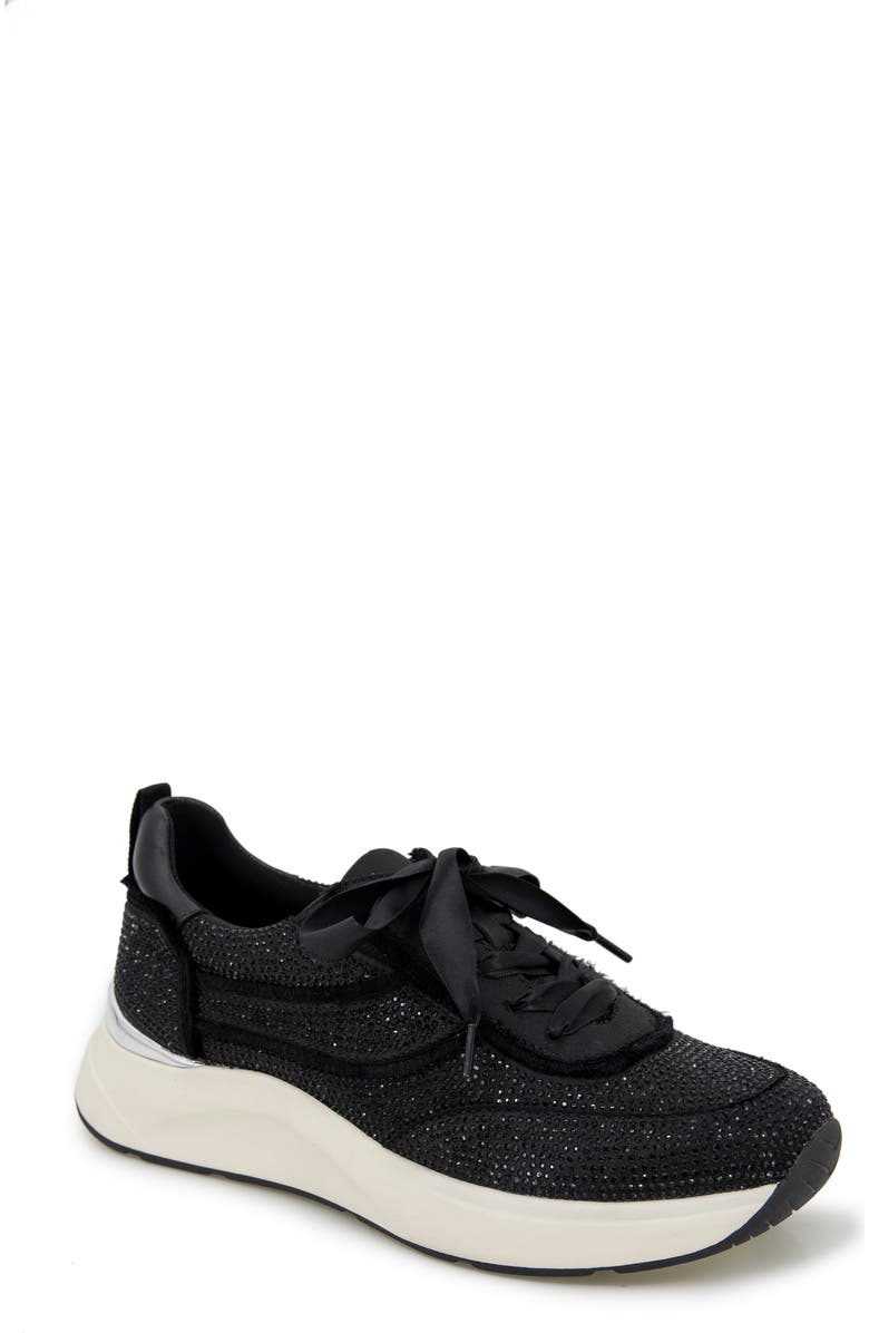 Reaction Kenneth Cole Claire Rhinestone Embellished Sneaker, Main, color, Black