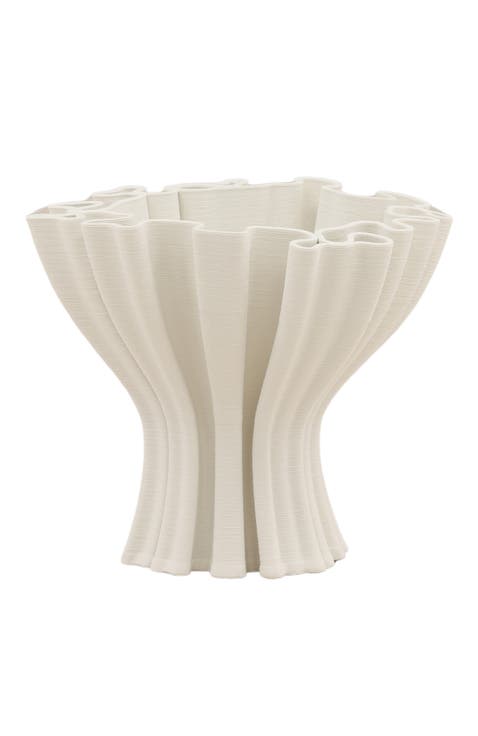 Nerissa Fluted 3D Printed Porcelian Decorative Vase