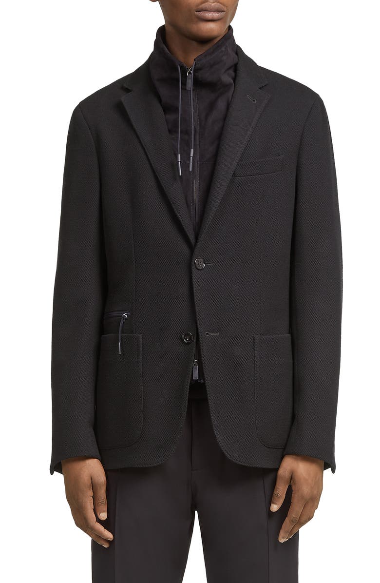 ZEGNA High Performance<sup>™</sup> Jersey Jacket with Removable Technical Bib, Main, color, 