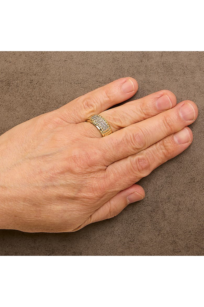 Men's 14K Yellow Gold Plated Sterling Silver 3/8 Cttw Diamond Ribbed Band Ring, Alternate, color, Yellow Gold over Silver