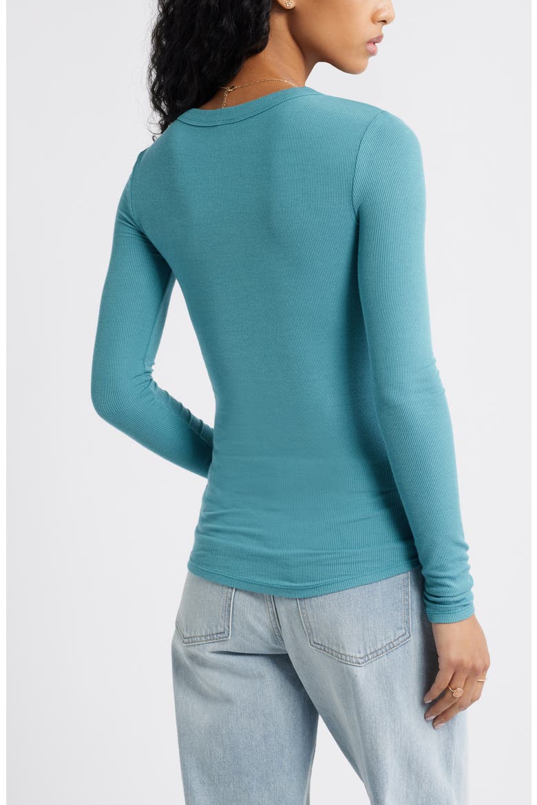 Ribbed Long Sleeve T-Shirt, Alternate, color, TEAL BRITT