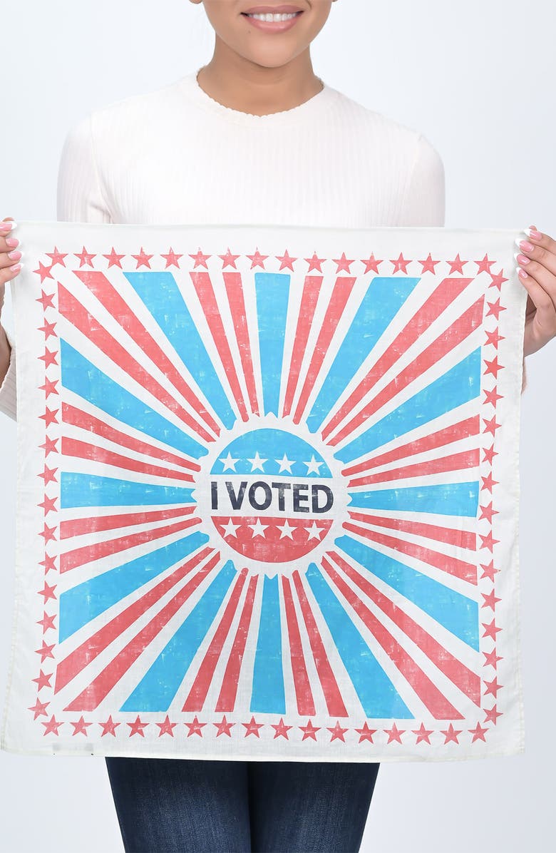 Vismaya 'I Voted' Cotton Scarf, Alternate, color, Blue