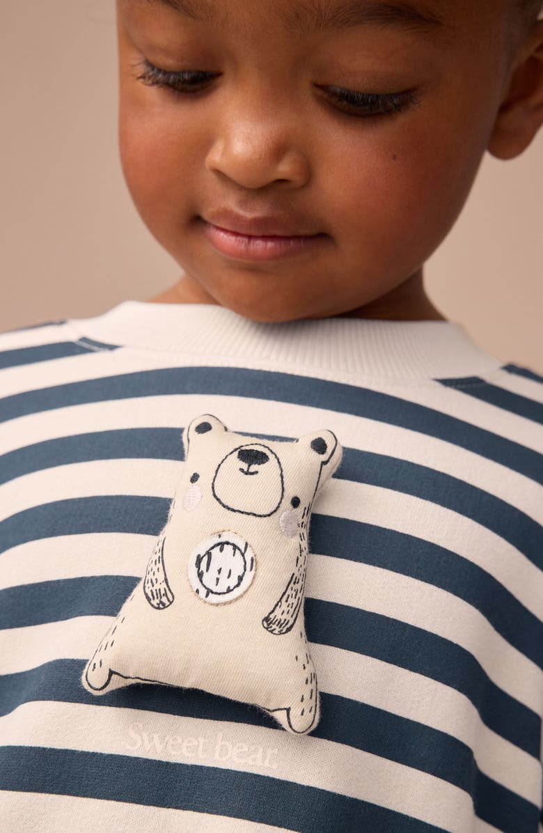 NEXT Kids' Stripe Colorblock Long Sleeve Sweatshirt Dress, Alternate, color, Blue