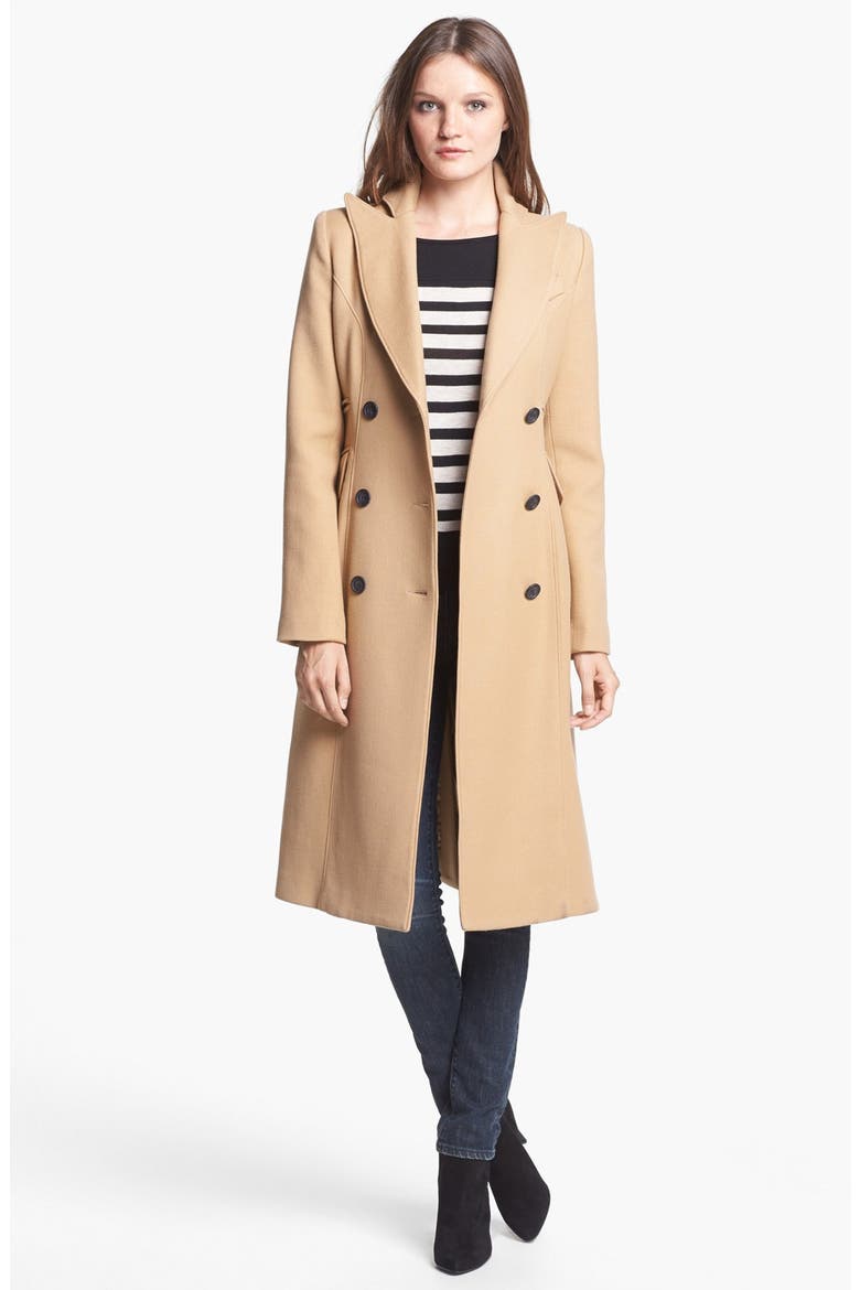 Long Double Breasted Wool Coat, Main, color, CAMEL