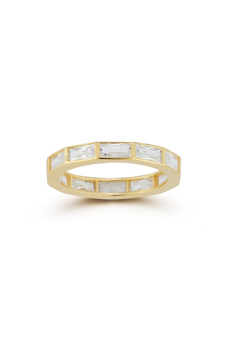 14K Gold Plate Sterling Silver Cubic Zirconia Ring, Main, color, GOLD