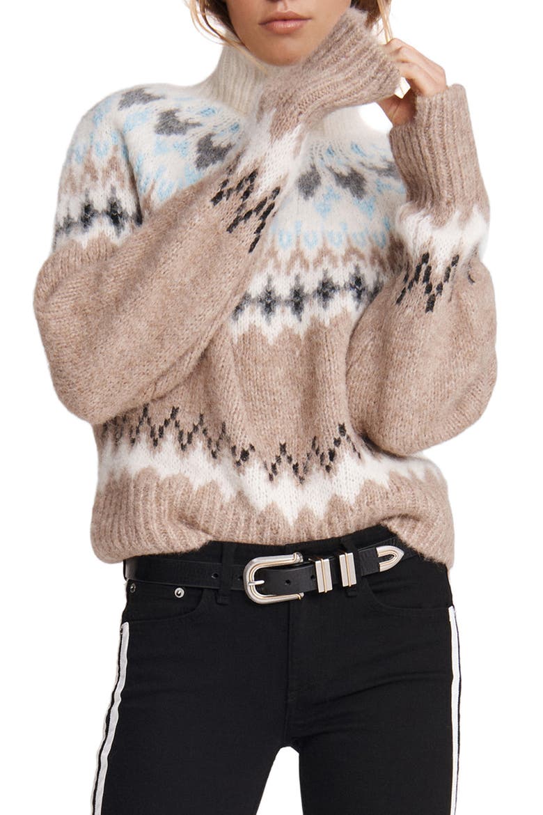 Fran Fair Isle Turtleneck Sweater, Main, color, OATMEAL