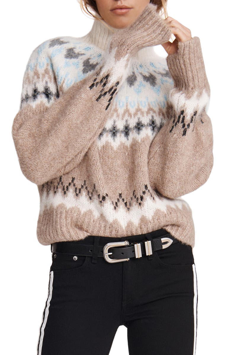 rag & bone Fran Fair Isle Turtleneck Sweater, Main, color, 