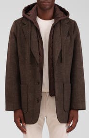 Bagatelle Wool Blend Blazer with Quilted Hooded Bib