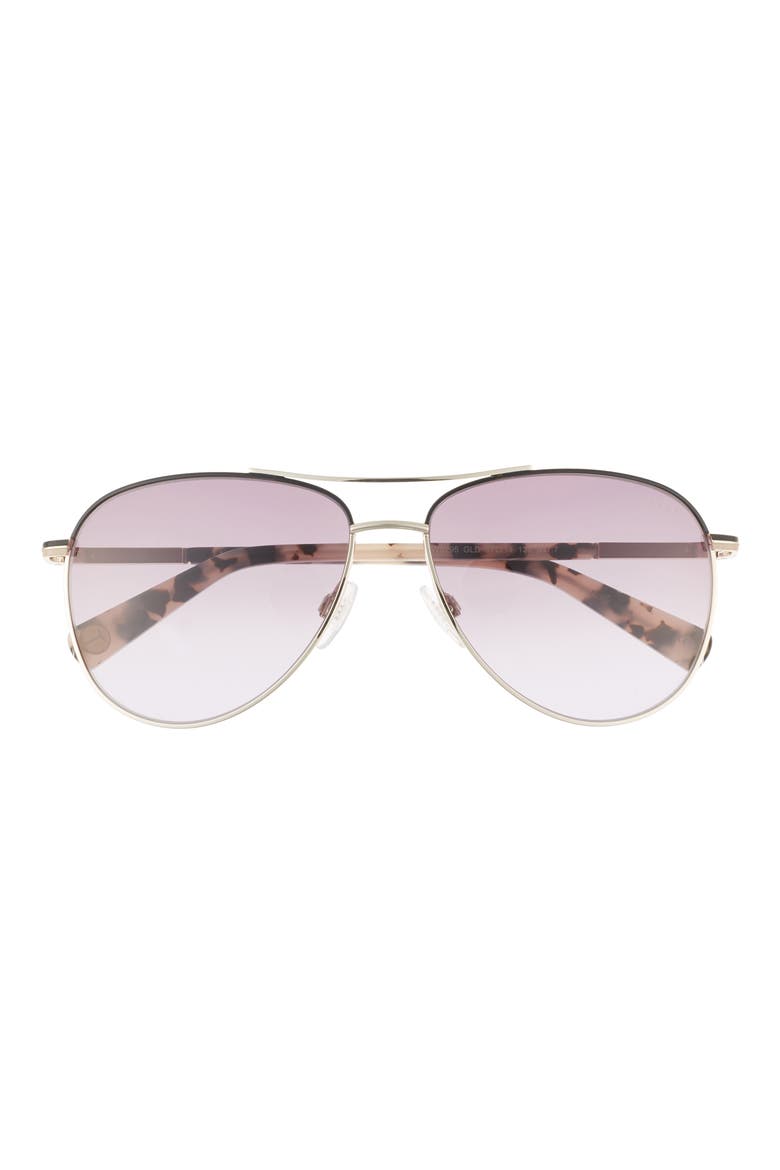 57mm Gradient Aviator Sunglasses, Main, color, GOLD