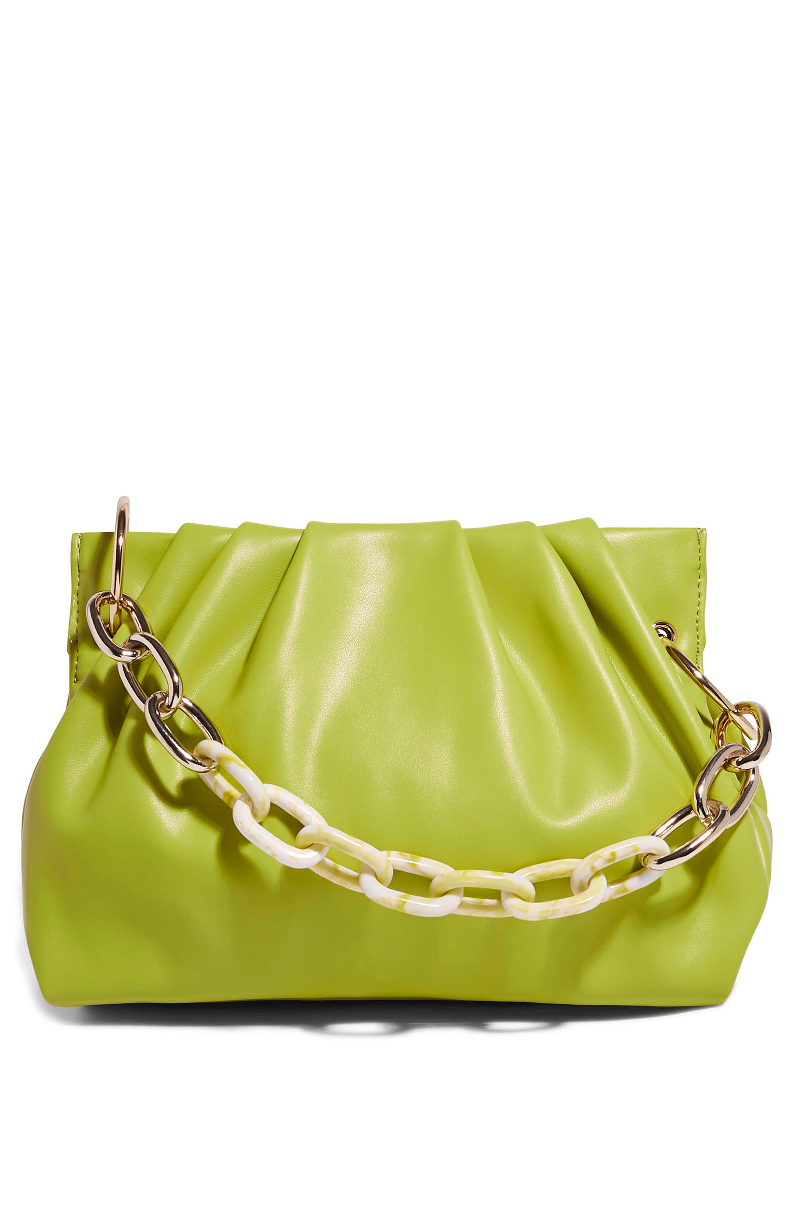Chill Vegan Leather Frame Clutch, Main, color, CELERY