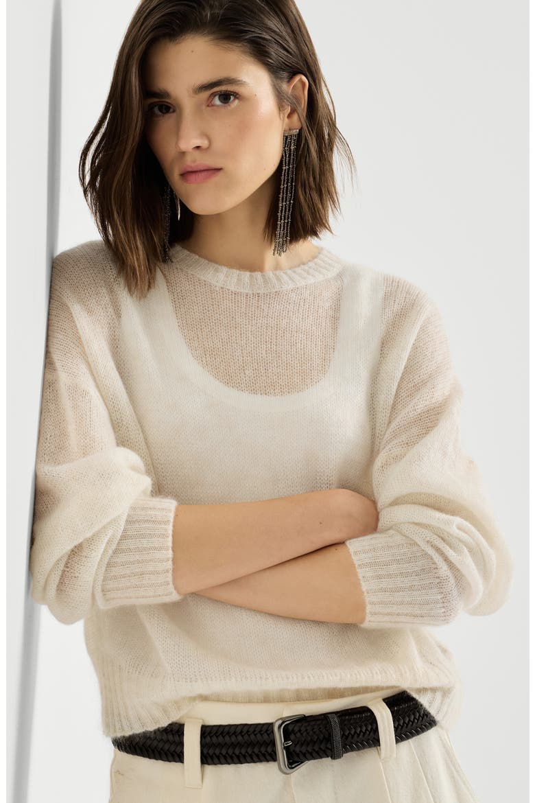Mohair and wool sweater with monili, Alternate, color, Ivory