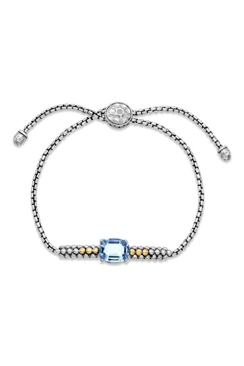Stone Bolo Bracelet, Main, color, BLUE