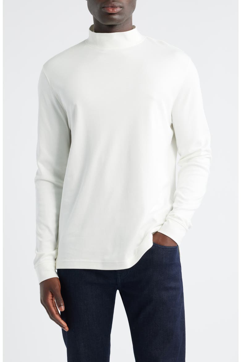 Pima Cotton Interlock Mock Neck Top, Main, color, WHITE