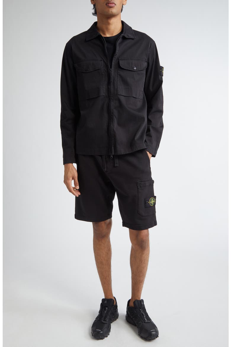Cotton Fleece Cargo Bermuda Shorts, Alternate, color, V0029 BLACK