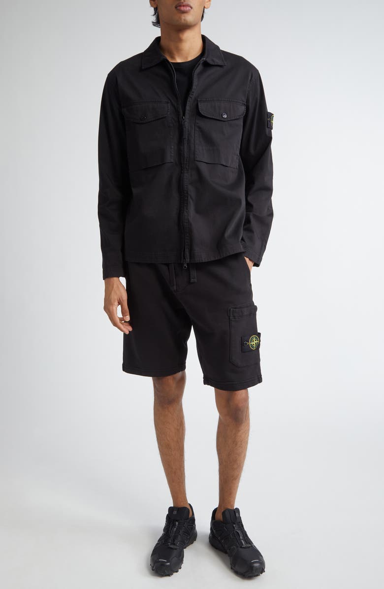 Stone Island Cotton Fleece Cargo Bermuda Shorts, Alternate, color, V0029 Black