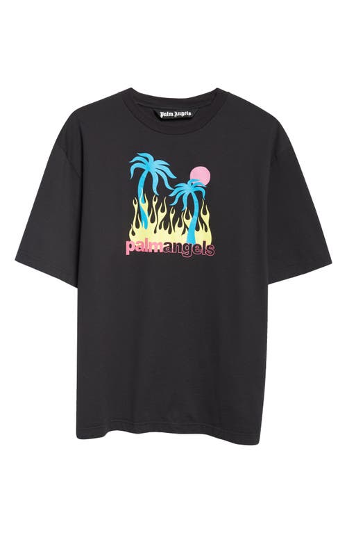 Palm Angels Burning Oasis Slim Fit Graphic T-shirt In Black - Multicolor