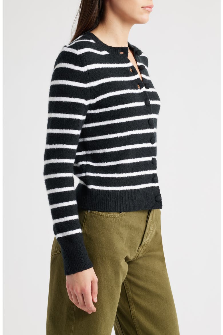 Kensington Cardigan, Alternate, color, WHITE AND BLACK STRI