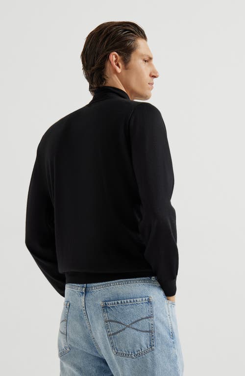 Brunello Cucinelli Lightweight Turtleneck Sweater In Cashmere And Silk In Black