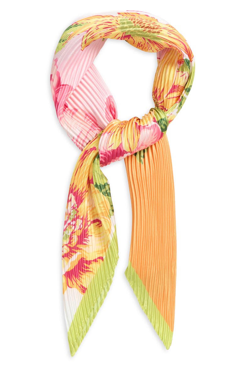 Sunshine Garden Pleated Diamond Scarf, Main, color, PEONY