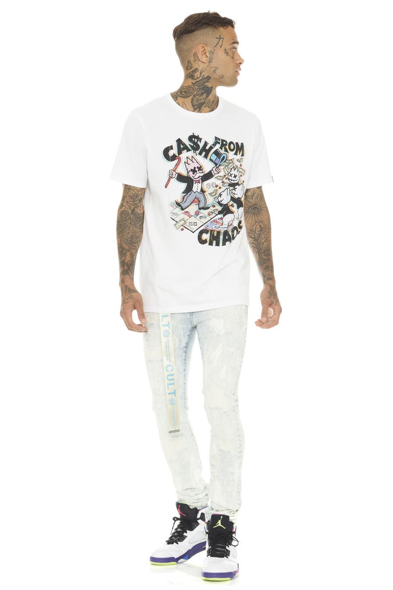 Punk Belted Distressed Super Skinny Jeans, Alternate, color, SKY