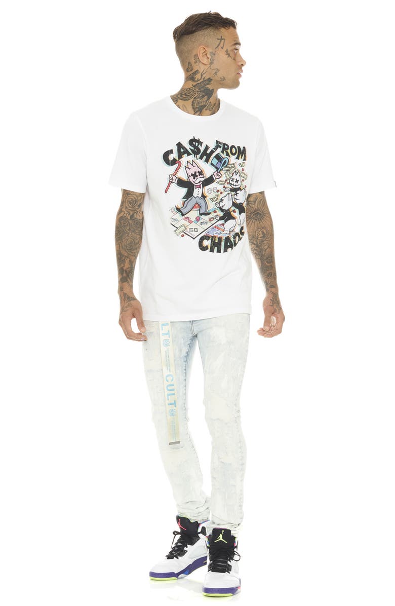 Cult of Individuality Punk Belted Distressed Super Skinny Jeans, Alternate, color, Sky