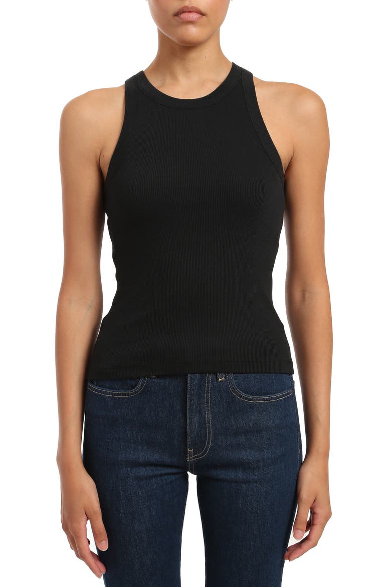 Ribbed Stretch Cotton Tank, Main, color, BLACK