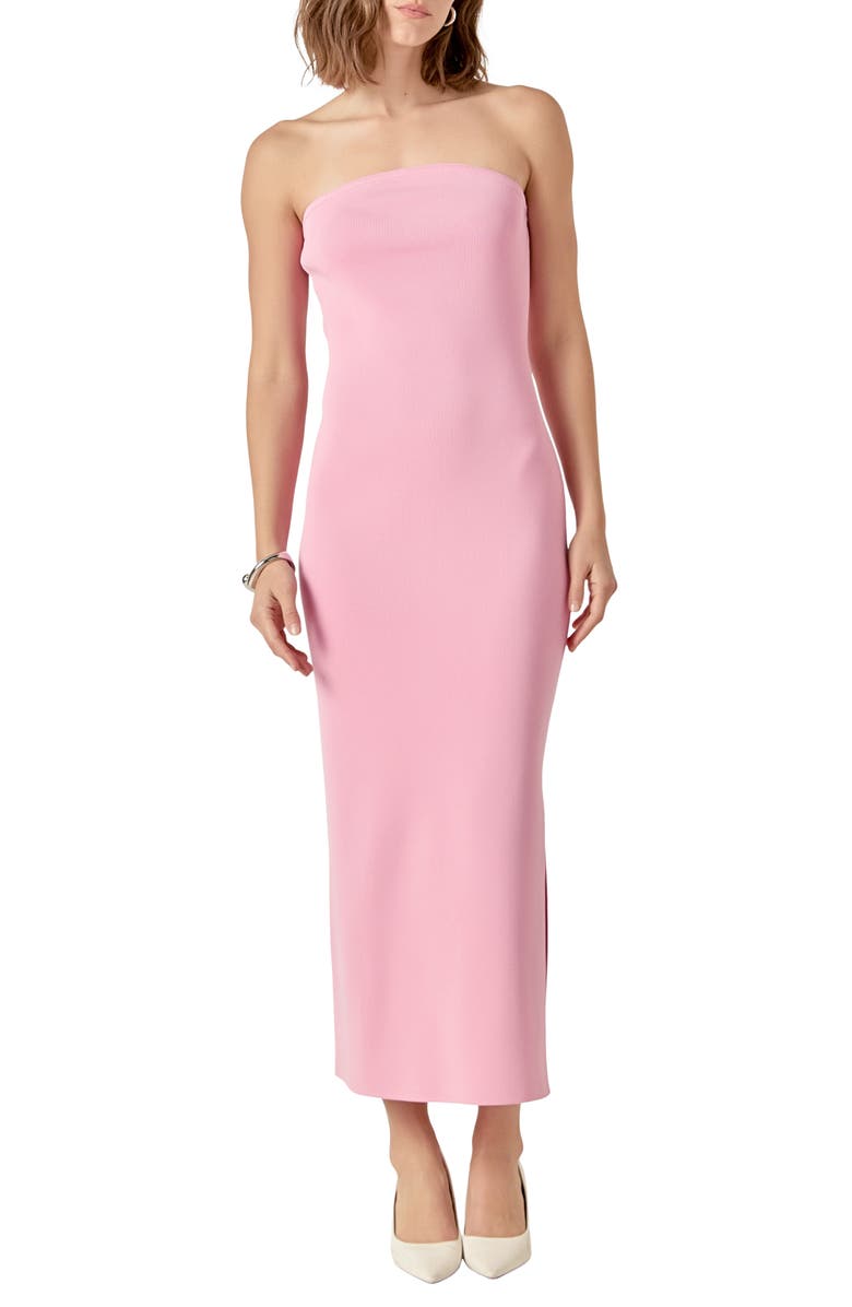 Endless Rose Strapless Knit Midi Dress, Main, color, Pink